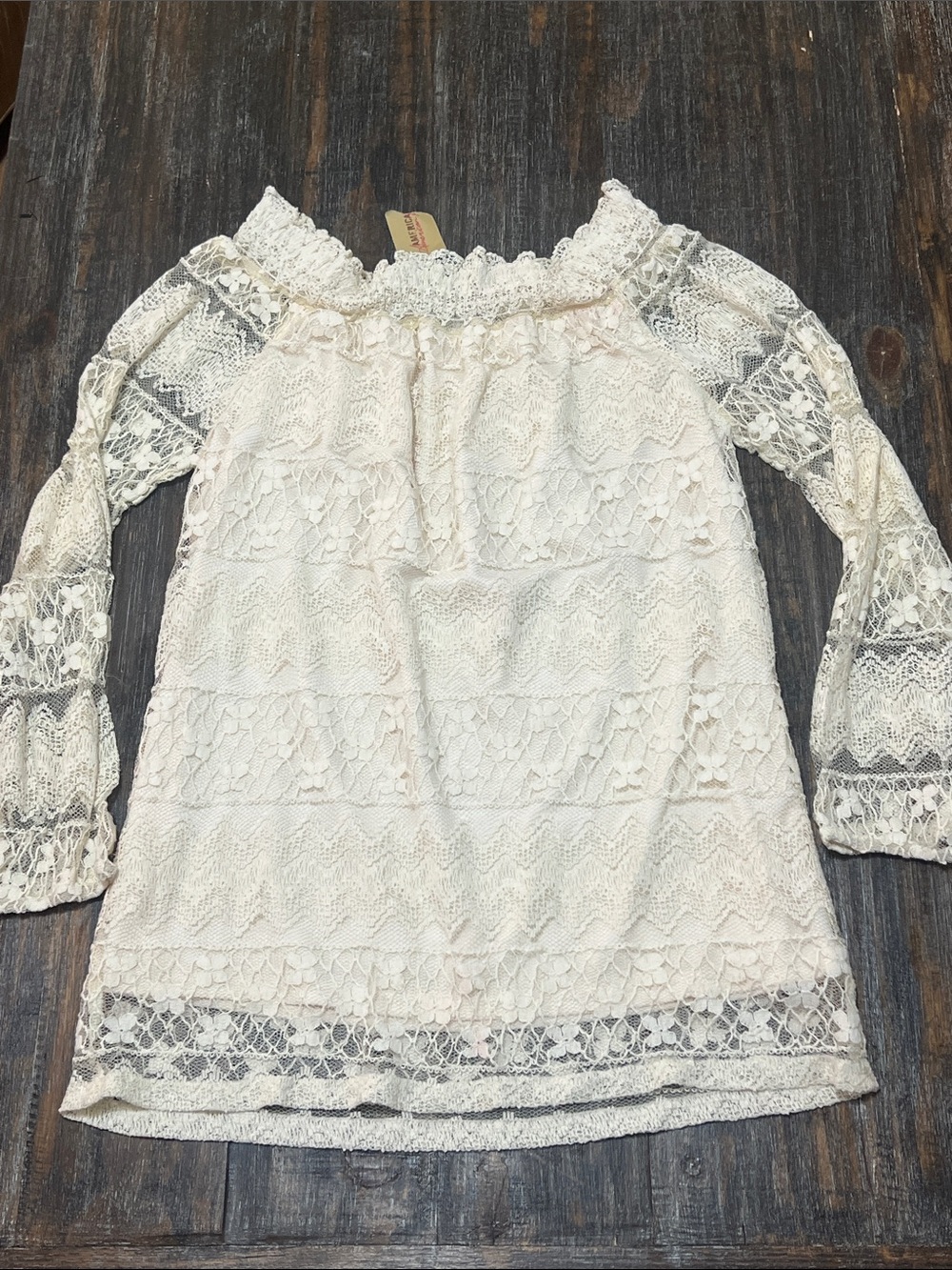 Cream Lace Off-Shoulder Women's Blouse NWT